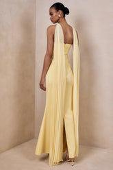 Avery | Lemon Bandeau Maxi Dress With Embellished Scarf