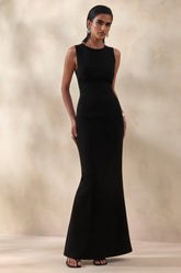 Astrelle | Black High-Neck Maxi Dress