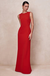 Astrelle | Red High-Neck Maxi Dress
