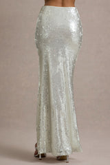 Raia | Sand Sequin Split Maxi Skirt