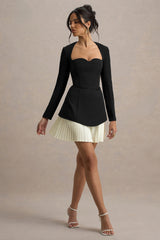 Lysette | Black Sweetheart Long-Sleeve Mini Dress